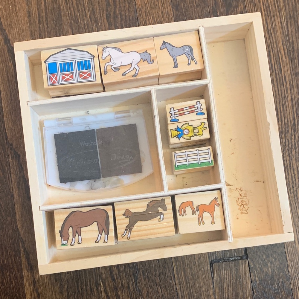 Melissa and Doug Wooden Horse Farm Animal Block Set